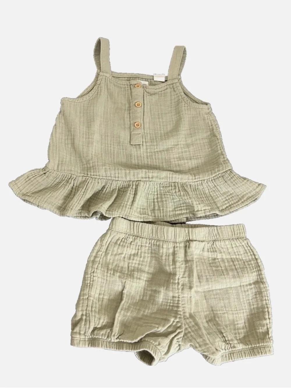 Carter's Light Sage Ruffle Tank & Shorts Set - Picture 3 of 3